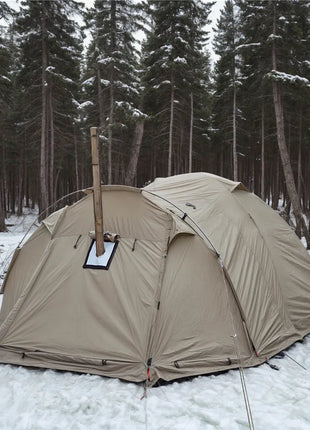 Fireproof 2 Person Winter Tent Hot Tent Waterproof Tunnel Dome Tent with Stove Jack and Snow Skirt for Camping Hiking 4 Season