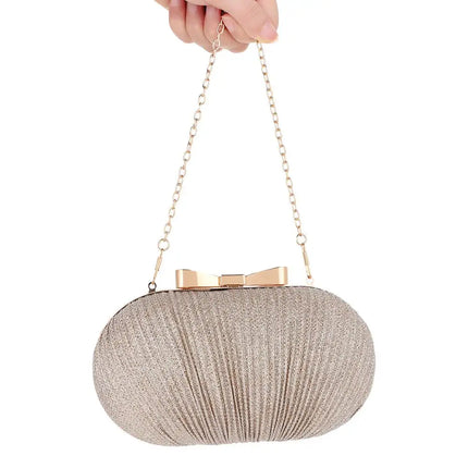 Wedding Bridal Clutch Handbag Women Evening Party Bag Chain Shoulder Bags Elegant Rhinestones Egg Shape Banquet Clutch Purse