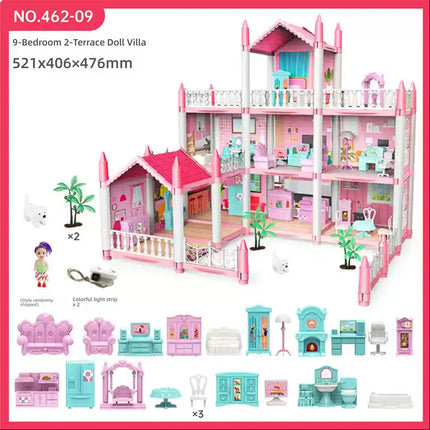 Princess Castle Doll House Kit with LED Lights | Miniature Villa Model  | Creative Birthday Gift Toy
