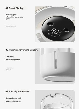 Xiaomi MIJIA 6.8L Large Capacity Humidifier USB Dual Mist For Home Dormitory Office Bedroom Desktop Night Light