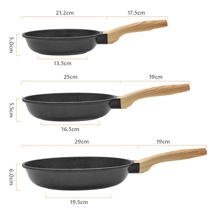 Non Stick Frying Pan Set Induction, 3 Pieces Induction Frying Pan for All Hobs, PFAS-Free Frying Pans
