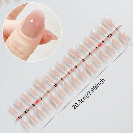 150Pcs Gradient Nude Short Almond Fake Nails XS/S/M Size Glossy Full Cover Press On Nail French False Fingertips for Women Daily