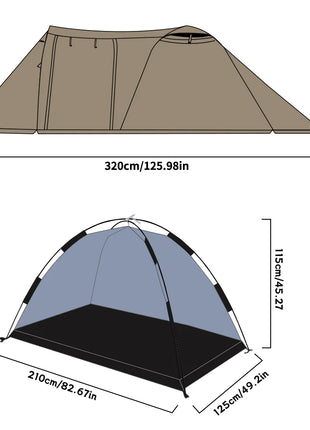 Fireproof 2 Person Winter Tent Hot Tent Waterproof Tunnel Dome Tent with Stove Jack and Snow Skirt for Camping Hiking 4 Season