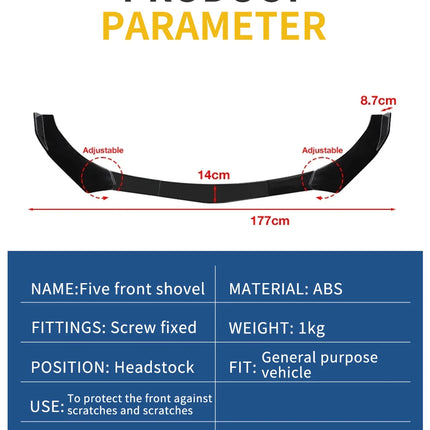 5PCS Adjustable ABS Front Universal Bumper Separator Body Kit Duck Lip Splitter For Volkswagen For BMW For Audi For Honda