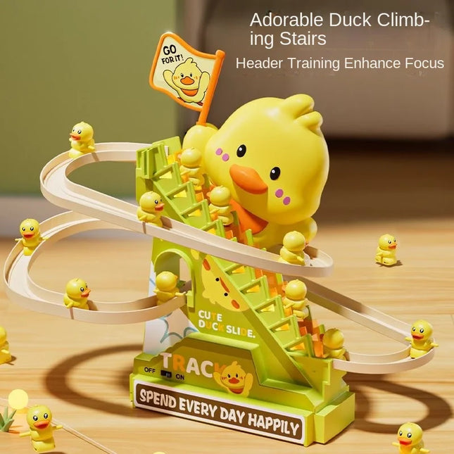 Stair Climbing Ducks Flashing Lights and Music Duck Roller Coaster Toy Interactive Escalator Toy Parent Child Toys