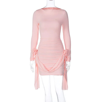 Dulzura Women 2024 Autumn Winter Long Sleeve Party Club Streetwear Bodycon Short Mini Dress Wholesale Items For Business 412422G