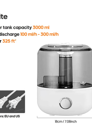 KINSCOTER 3L Air Humidifier Professional Large Capacity Home Humidifier Plant Mist Aroma Diffuser with Remote Control Timer