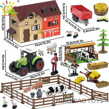 Simulation Farm Animals Barn Model Assembly Farmhouse Cow Craft Play House Toys for Children