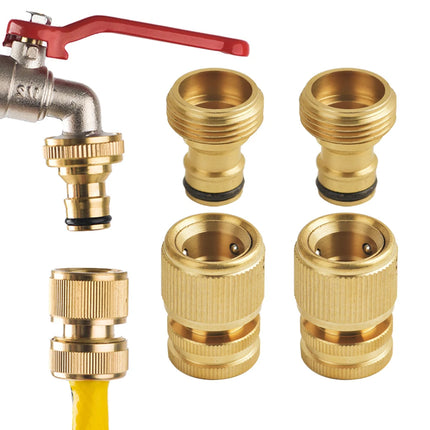 1Sets Garden Hose Quick Connect Water Hose Fitting, 3/4 Inch 1/2 Inch Brass BSP Female