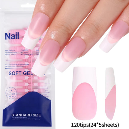 100Pcs Light Pink Press on Nails Short Medium Square