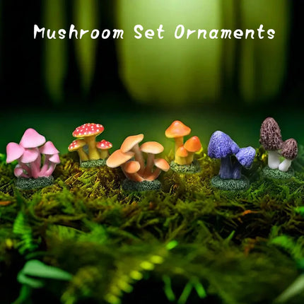 6pcs Miniature Simulation Mushroom Model, Home Décor Crafts, Fairy Garden, Mini Landscape,