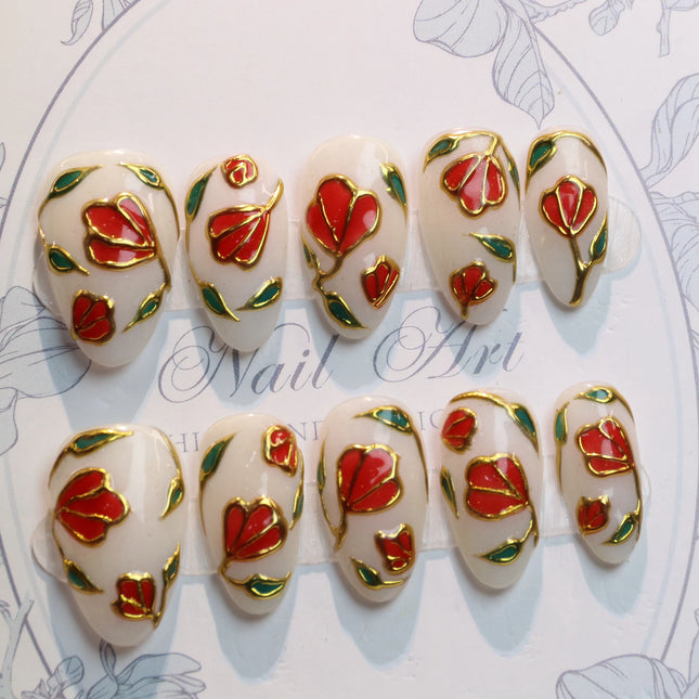 10Pcs 3D beautiful handmade Manicure Press On Nails