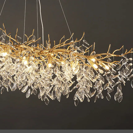 Nordic Luxury Living Room Branch Led Pendant Lights Lustre Crystal Art Hanging Lamp Modern Suspend Lamp Gold Chandelier Fixtures