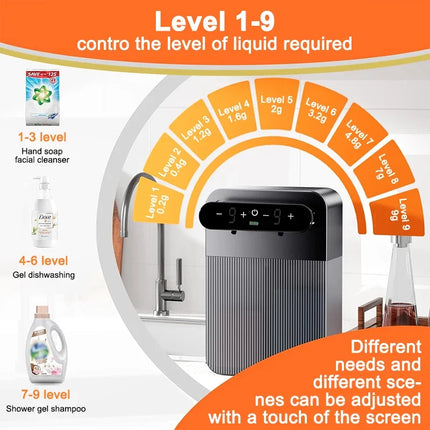 Automatic Foam and Gel Soap Dispenser Wall Mounted Smart Display Touchless Washer Bathroom
