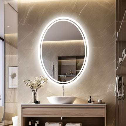 LED Lightd Bathroom Mirror Oval Illuminated Wall Vanity Mirror with Anti-Fog 3 Lighting Memory Function Backlit Makeup Mirror
