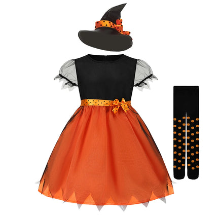 Pumpkin Costume Role Playing Girls Dress Carnival Party Halloween Cosplay Performance