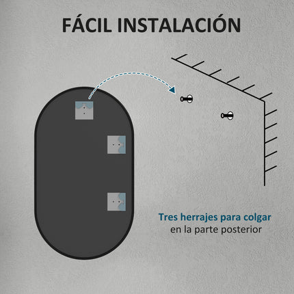 HOMCOM 40x70 cm oval bathroom mirror with black living room aluminum frame