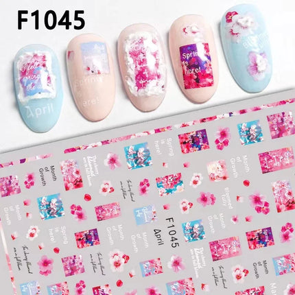 1PCS New Autumn Flowers Nail Decals Animal Nail Stickers Flower