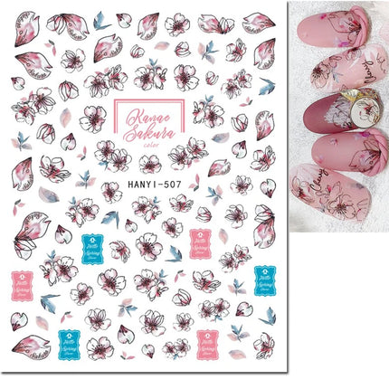 3d Nail Art Decals Elegant White RoyalBlue Roses Flowers