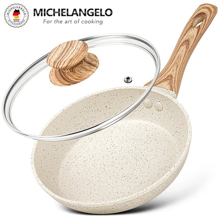 MICHELANGELO Non Stick Frying Pan Multi Functional Egg Beef Skillet with Lid Stove Universal Pots