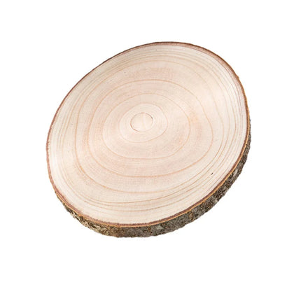 DIY Natural Wood Slices with Tree Rings Round Craft Board for Clay Crafts Base - Paulownia Wood Tray