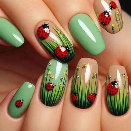 24Pcs Fashion Fake Nails Press on Long Ballet False Nails Art