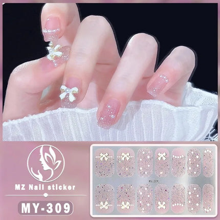 Panda Style Baking Free Gel 5D Nail Sticker Full Nail Self Adhesive Sticker