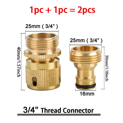 1Sets Garden Hose Quick Connect Water Hose Fitting, 3/4 Inch 1/2 Inch Brass BSP Female