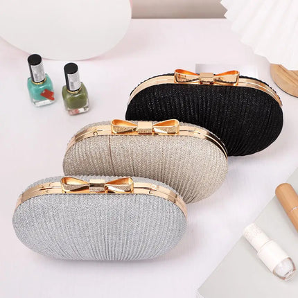 Wedding Bridal Clutch Handbag Women Evening Party Bag Chain Shoulder Bags Elegant Rhinestones Egg Shape Banquet Clutch Purse