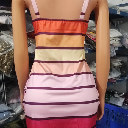 Y2K Fashion Women's Dress Casual Sexy Strap Sleeveless Denim Look Print Chain Decor Casual Dress 2025 Summer New Ottd