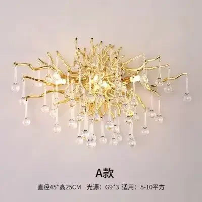 Gold ceiling light chandelier modern hotel bedroom dining room living room home interior glossy Led luxury chandelier