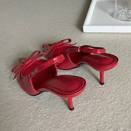 Eilyken New Design Slingbacks Butterfly-knot Women Pumps Sexy Pointed Toe Thin Heels Stripper Party Shoes Large Size 35-43