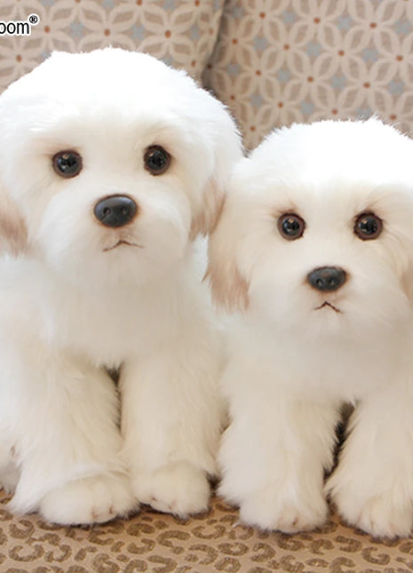 Maltese Stuffed Dog Dolls Plush Toy Cute Simulation Pets Fluffy Baby Birthday Gifts Christmas Children Malzis Puppy Dropshipping