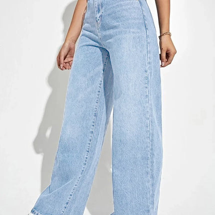 2025 new mid-waist straight jeans women's loose slimming all-match