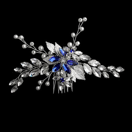 New Silver Alloy Hair Comb Handmade Pearls Rhinestones Fashion Metal Headpiece Elegant Hair Jewellery Accessory For Women