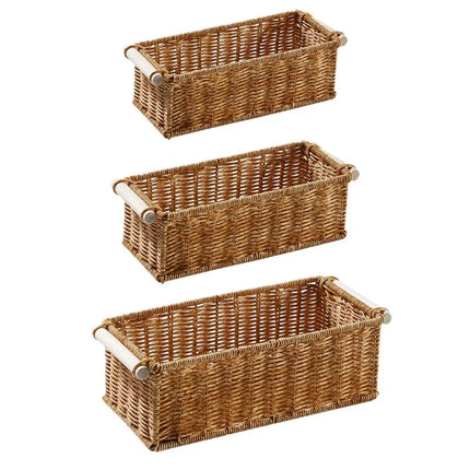 Rattan Storage Basket Wicker Storage Baskets for Shelves Desktop Wicker Baskets for Storage Woven Baskets S/M/L Sizes