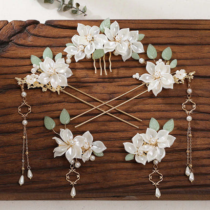 Chinese Hanfu Hair Accessories Set Long Tassel Vintage Hairpins Flower Handmade Hair Sticks For Women Traditional Retro Jewelry