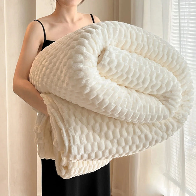 Super Soft Throw Blanket Ivory Premium Silky Flannel Fleece 3D Clouds