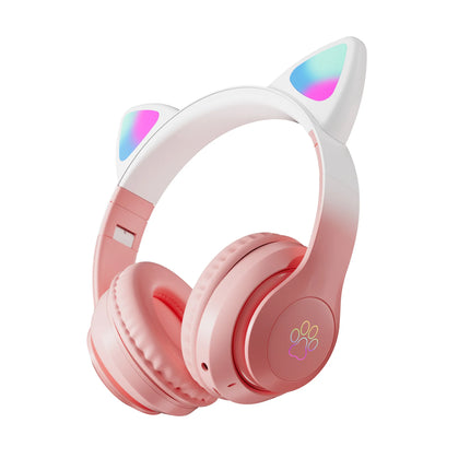 Wireless Headphones RGB Cute Cat Girls Kids Gift Headset with Microphone Stereo Music Gaming