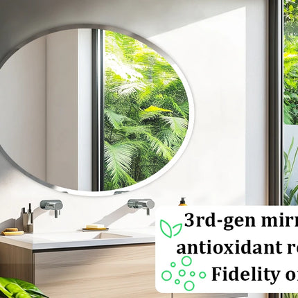 Frameless Oval Wall Mirror High Definition Elliptical Vanity Mirror with Beveled Silver Edge for Bathroom Bedroom Livingroom