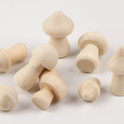 Miniature Wooden Mushroom Scale Model Ornaments Mini Wood Mushroom