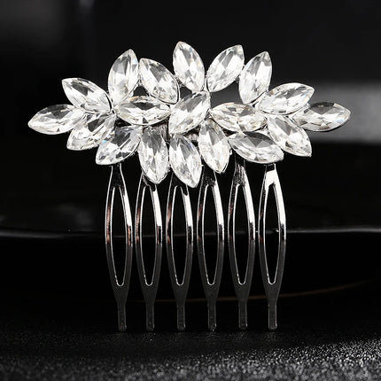 New Silver Alloy Hair Comb Handmade Pearls Rhinestones Fashion Metal Headpiece Elegant Hair Jewellery Accessory For Women