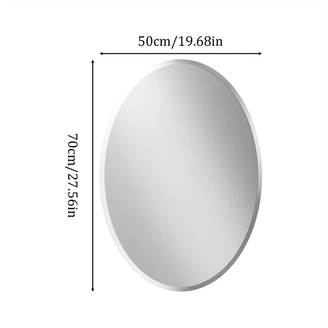 Frameless Oval Wall Mirror High Definition Elliptical Vanity Mirror with Beveled Silver Edge for Bathroom Bedroom Livingroom