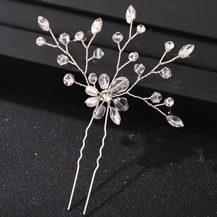 Fashion Crystal Pearl Rhinestone Hairpins Stick Hair Clip For Women Bridal Hair Accessories Party Wedding Hair Clips Jewelry