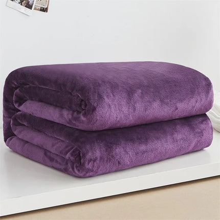 Super Soft Coral Fleece Blanket 220gsm Light Weight Solid Pink Blue