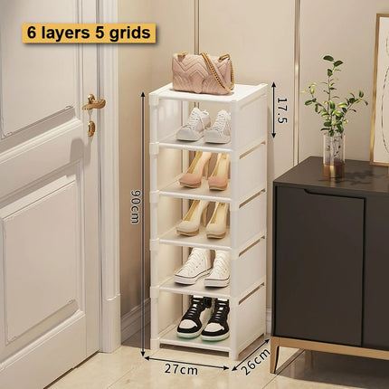 4-8 Layers Shoe Cabinet Adjustable Multi-Layer Storage Cabinet for Corner Entrance Organize Rack save space Shoe-shelf white