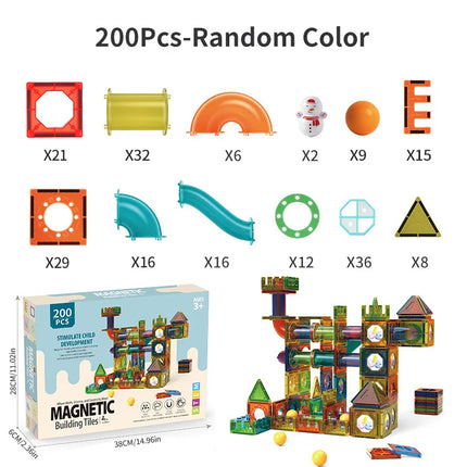Kids, 3D Clear Educational Building Toys, Magnetic Marble Run Blocks Toys for Kids
