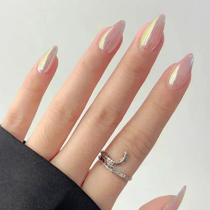 24Pcs French False Nails Almond Fake Nails