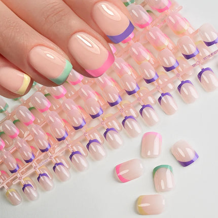 100Pcs Light Pink Press on Nails Short Medium Square