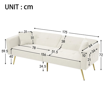 Sofa with Bed Function Adjustable Angle Backrest Modern Sofa Bed